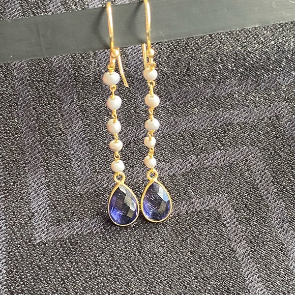 Amethyst Quartz Natural Stone Dangling Earrings for Women - Picture 3 of 9